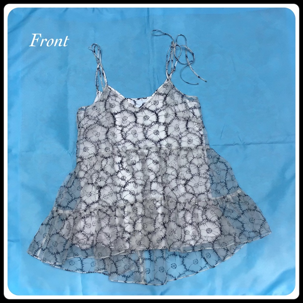 Cinq a Sept Esther floral ruffle hem silk top - Picture 4 of 11